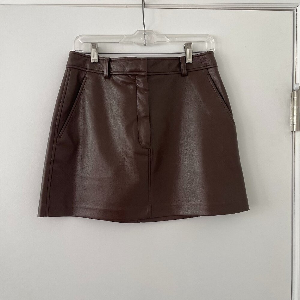High-waisted vegan leather mini skirt